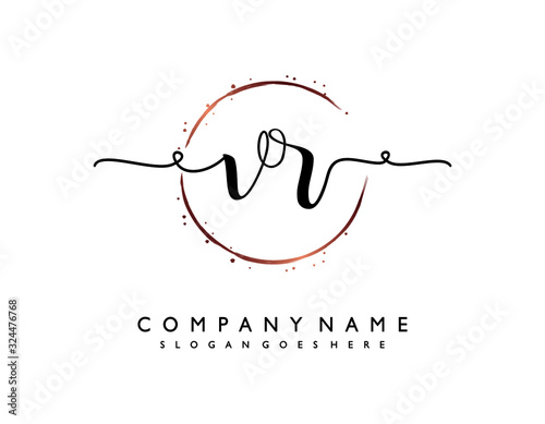 letter VR RV minimalist feminine handwriting logo. vector design of wedding invitation badges, fashion, beauty,