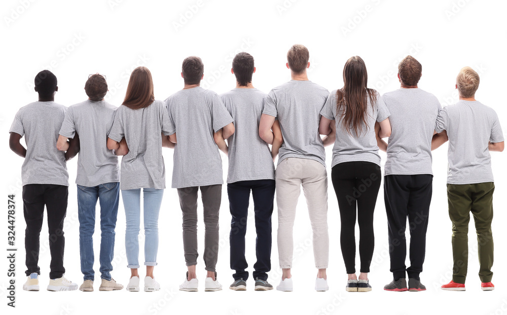 rear view. a group of purposeful young people looking forward. rear view. a group of purposeful young people looking forward.