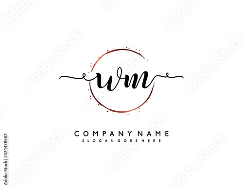 letter WM MW minimalist feminine handwriting logo. vector design of wedding invitation badges, fashion, beauty,