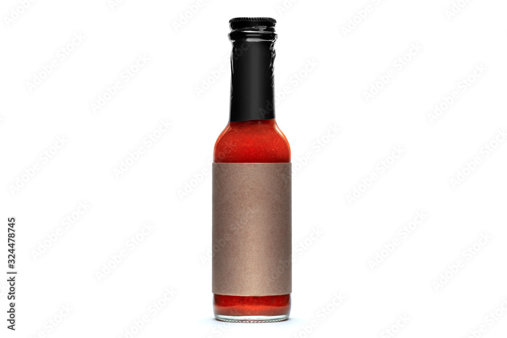 Red Sauce Glass Bottle Blank Label on White Background Stock Photo Adobe Stock