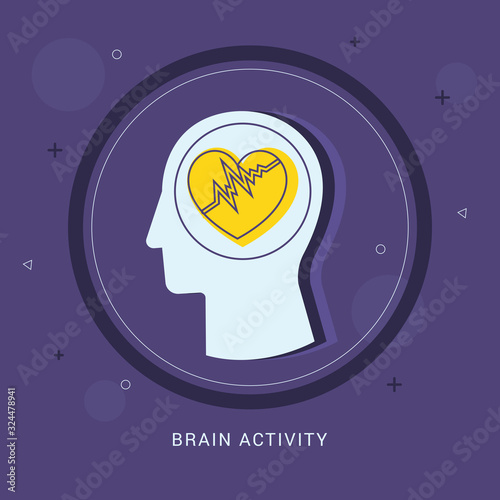 Brain activity icon concept with human head