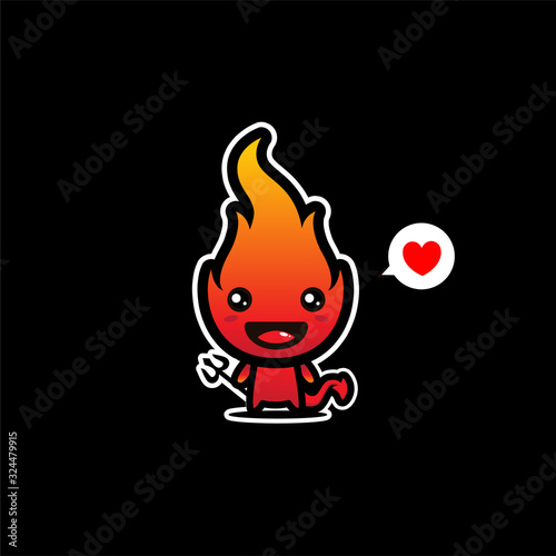 Fire devil smile mascot vector design