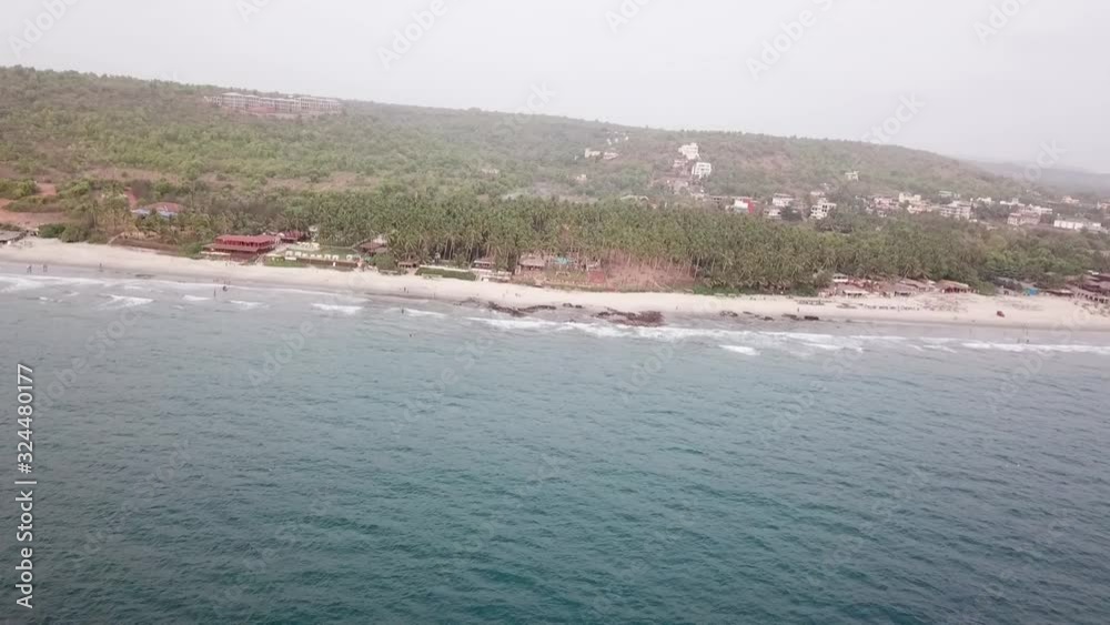 A drone shot flying over the sea in Vagator, Goa. A drone shot flying over the sea in Vagator, Goa.