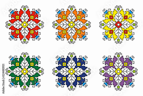 Bulgarian-folk-motif-shevitsa-set-of-6-colors-elements-pattern-0 photo