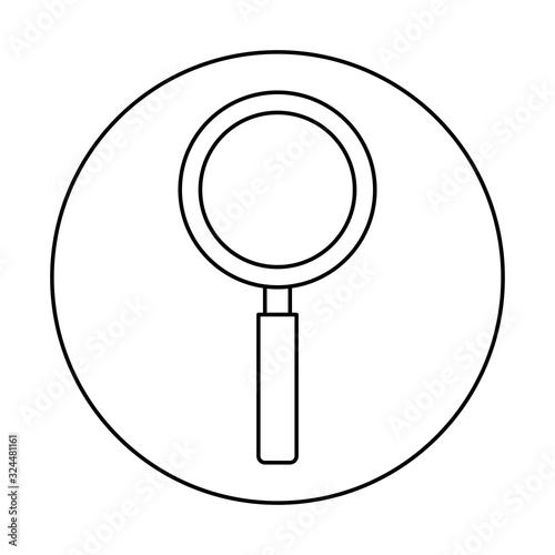 magnifying glass in frame circular vector illustration design