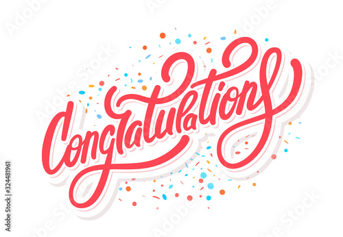 Congratulations. Greeting card. Vector lettering.