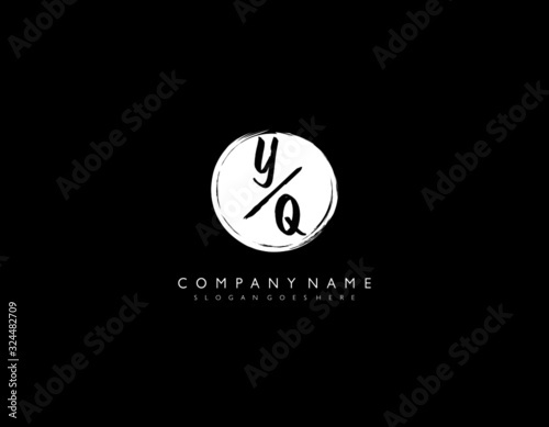 letter YQ QY minimalist feminine handwriting logo. vector design of wedding invitation badges, fashion, beauty, photo