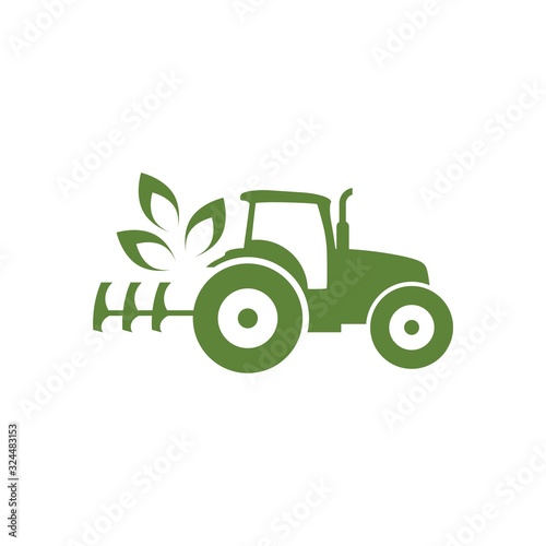 Agriculture and farming icon with a tractor. Ecology Tractor logo