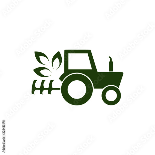 Agriculture and farming icon with a tractor. Ecology Tractor logo