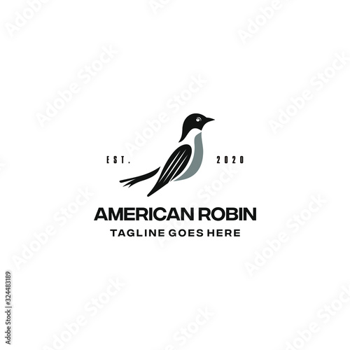 Bird logo design icon. American robbin bird logo design.