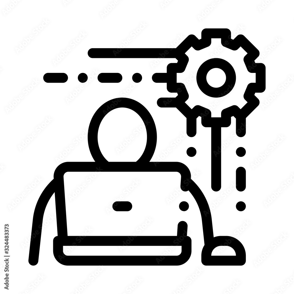 Programmer Work Icon Vector. Outline Programmer Work Sign. Isolated Contour Symbol Illustration Programmer Work Icon Vector. Outline Programmer Work Sign. Isolated Contour Symbol Illustration