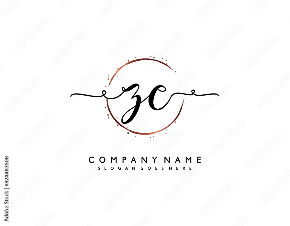 letter ZC CZ minimalist feminine handwriting logo. vector design of ...
