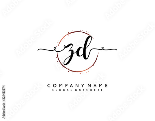 letter ZD DZ minimalist feminine handwriting logo. vector design of wedding invitation badges, fashion, beauty,
