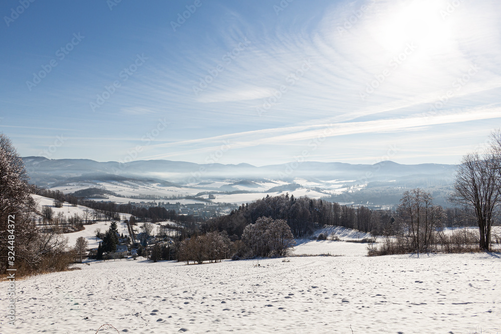 Winter mountains on a bright sunny day Winter mountains on a bright sunny day