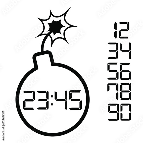 bomb digital clock on white background