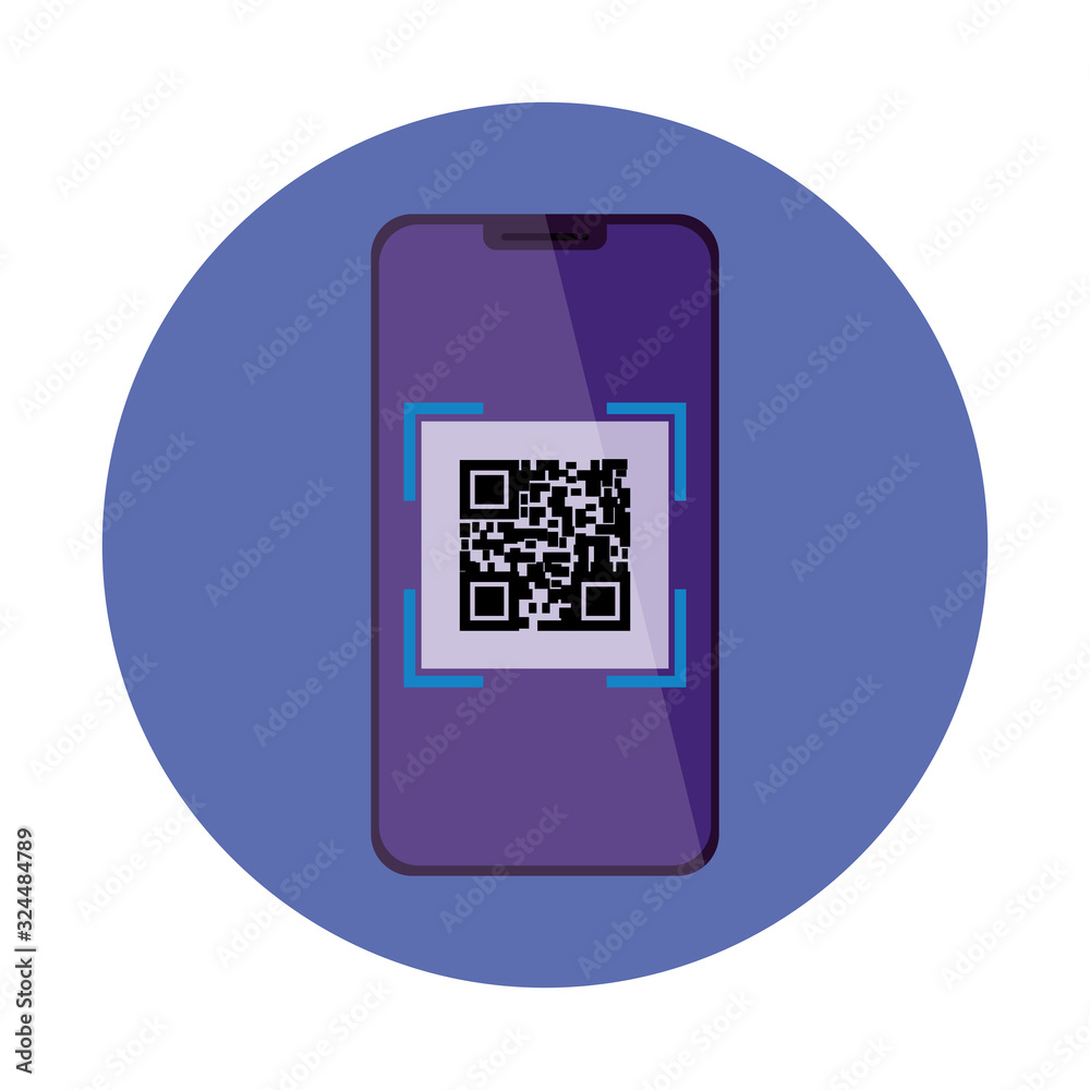 smartphone device with scan code qr in frame circular vector illustration design smartphone device with scan code qr in frame circular vector illustration design