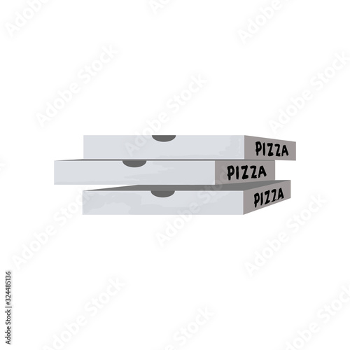 Vector illustration with three boxes of pizza. Flat style. Design for pizza delivery service, pizzeria. Design of a mobile application cafe, fast food