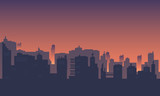 City silhouette with the atmosphere at dusk.