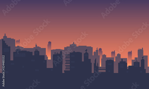 City silhouette with the atmosphere at dusk. © City