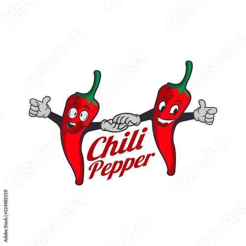 Red Hot Chili Pepper Character With Burning Flames/ Illustration of a funny cartoon red hot chili pepper spice, with burning flames for mexican and south american food recipe