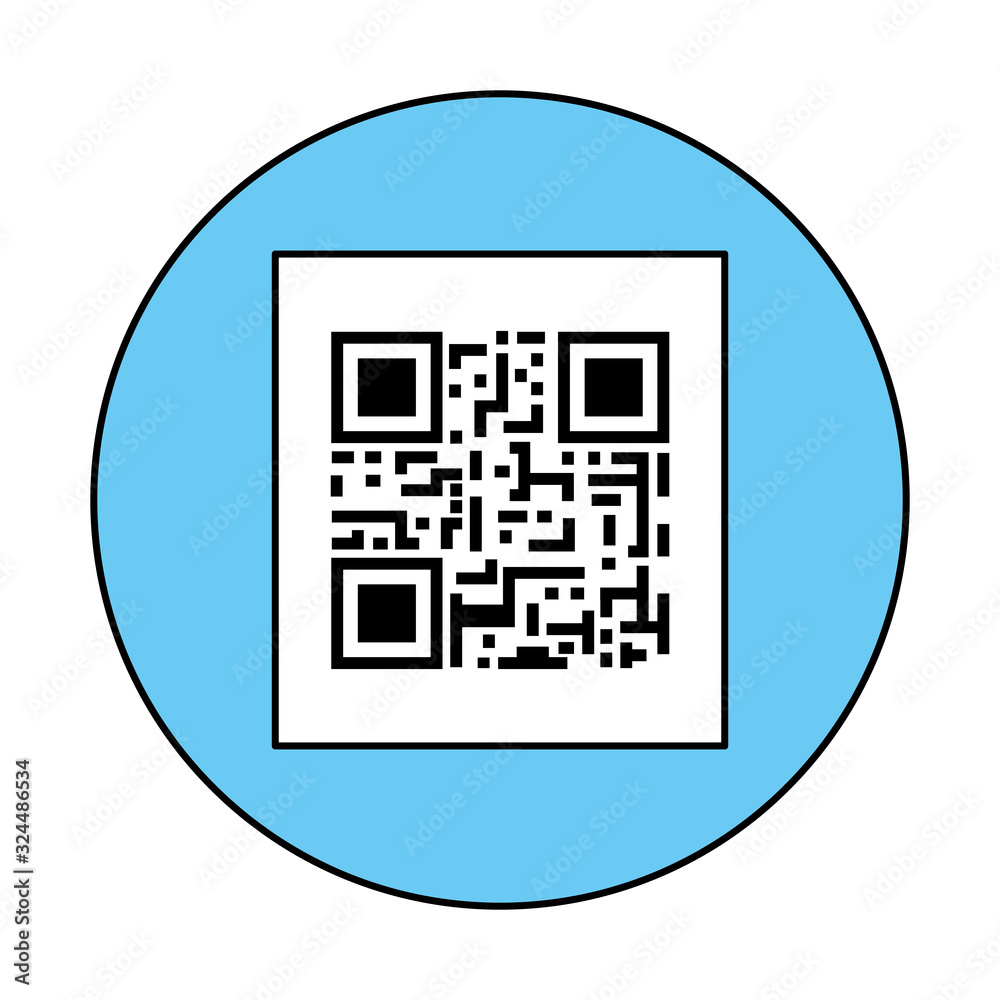 classic qr code in frame circular vector illustration design classic qr code in frame circular vector illustration design