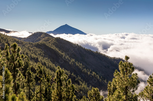 Incredible view of Mount Teide and approaching clouds from Mirador de Ayosa  Tenerife  Canary Islands  Spain