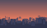 Silhouette of a city with nuances in the afternoon.