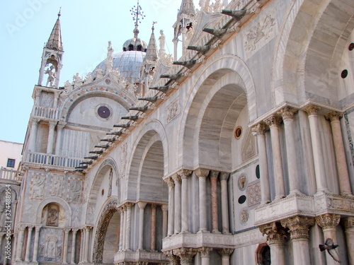 Bottom view of the architectural grandeur of the marvelous beauty of the Venetian Palace s sculptural compositions.