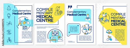 Plakat Complementary medical center brochure template. Alternative therapy flyer, booklet, leaflet print, cover design with linear icons. Vector layouts for magazines, annual reports, advertising posters
