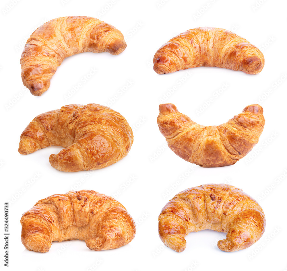 multi freshly baked croissant isolated on white background multi freshly baked croissant isolated on white background