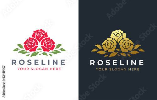 3 rose flower logo design