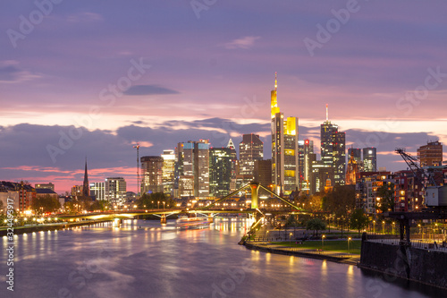 night view of city of Frankfurt and akyline