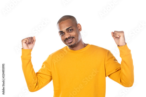 Afroamerican guy wearing a yellow jersey