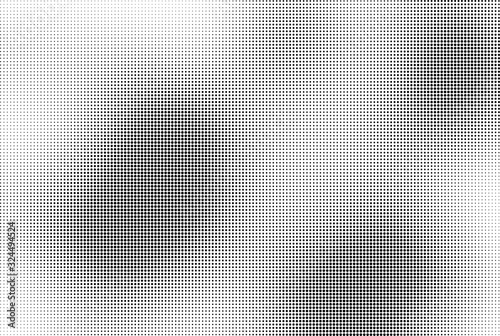 Abstract halftone wave dotted background. Template of black dots on a white background. Chaotic monochrome texture