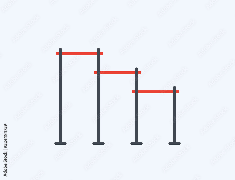 Horizontal bars. Street workout place. Element and equipment for urban outdoor training. Sport background icon in flat style. EPS10 top view. Horizontal bars. Street workout place. Element and equipment for urban outdoor training. Sport background icon in flat style. EPS10 top view.