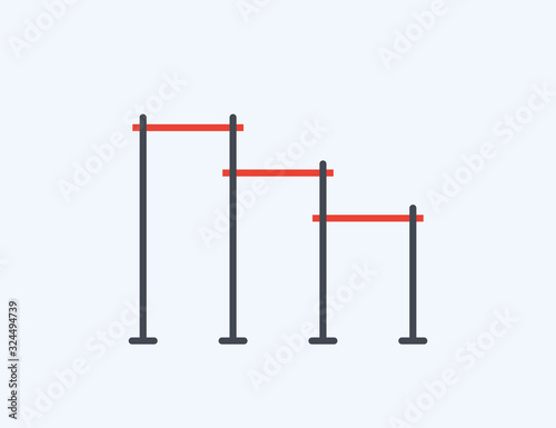 Horizontal bars. Street workout place. Element and equipment for urban outdoor training. Sport background icon in flat style. EPS10 top view.
