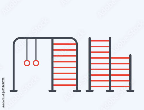 Horizontal bars. Street workout place. Element and equipment for urban outdoor training. Sport background icon in flat style. EPS10 top view.