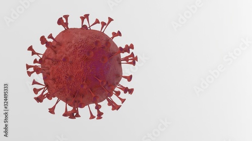 3D Rendering of red contagious HIV AIDS, Flur or Coronavirus isolated 3d render