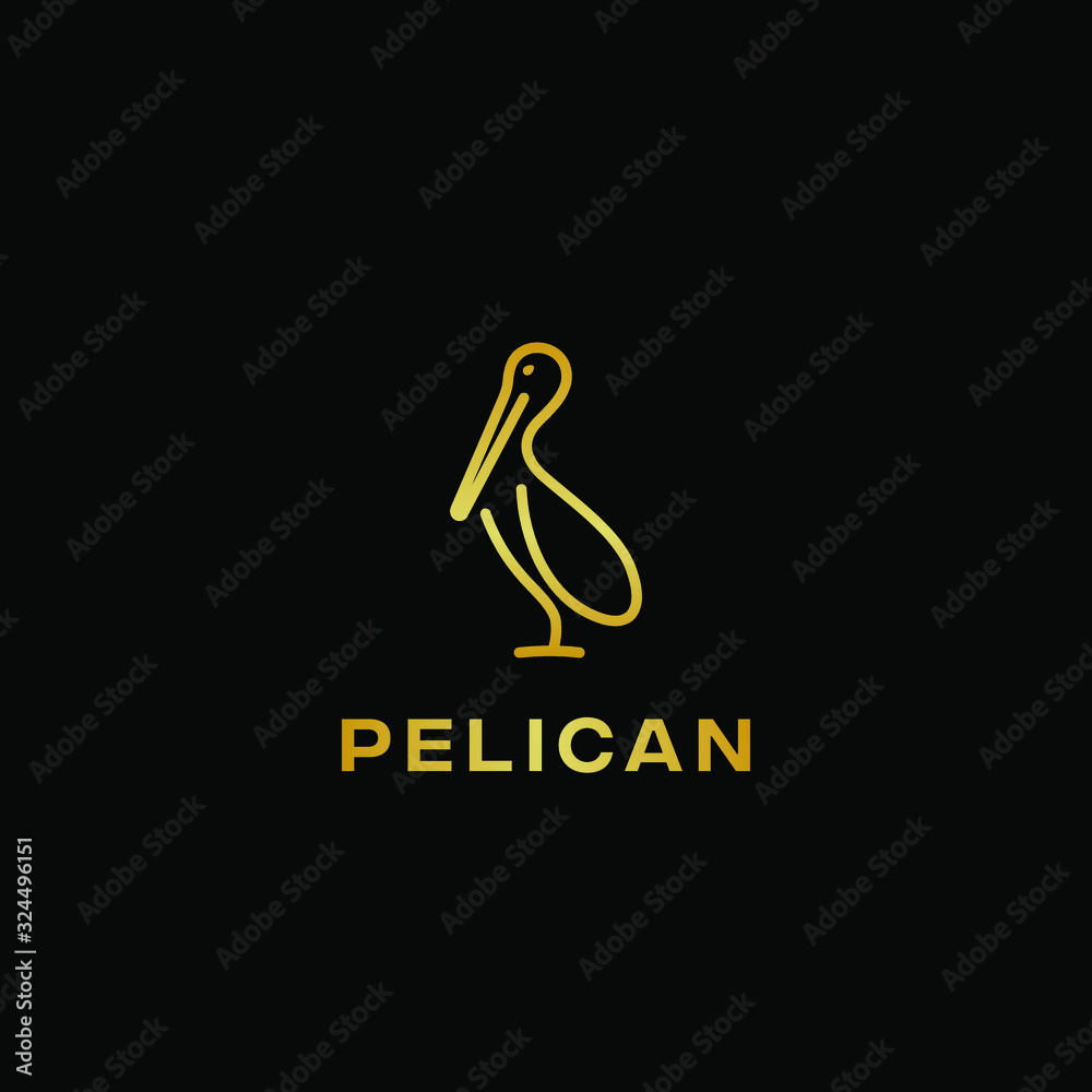 Fototapeta premium Pelican logo design. Artistic stylized pelican icon. Silhouette of birds.