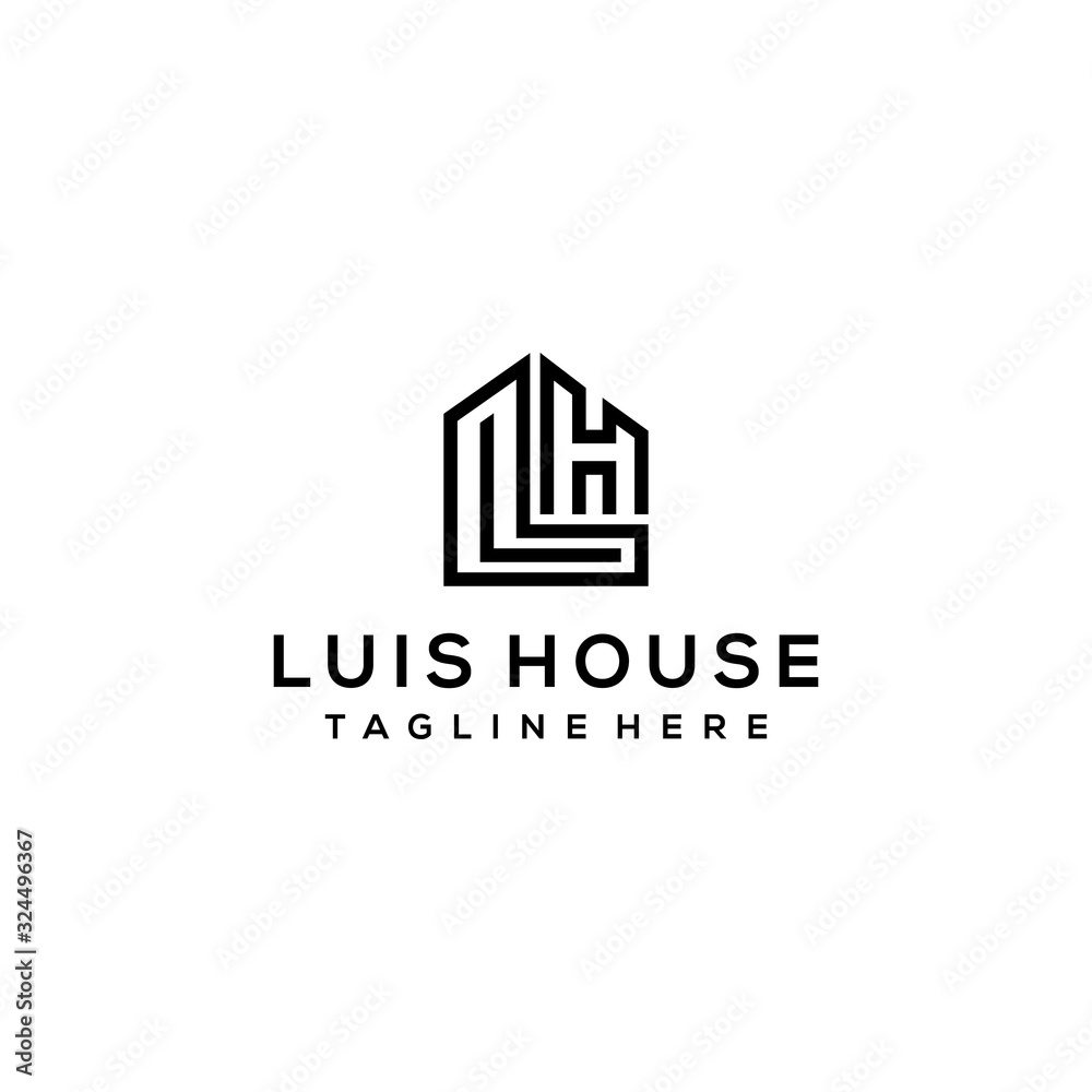  Creative Modern Real Estate house wit LH sign Property and Construction Logo design