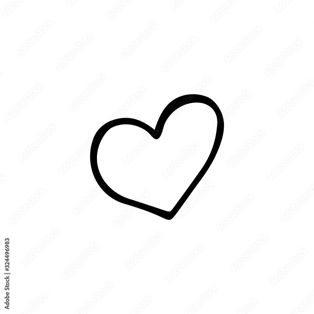 Black and white doodle heart. Hand-drawn linear illustration for the design of holidays, cards, logos, children's rooms. Black and white doodle heart. Hand-drawn linear illustration for the design of holidays, cards, logos, children's rooms.