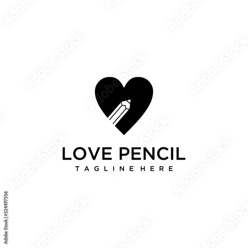 Creative modern Education logo design illustration using pencil and heart icon template