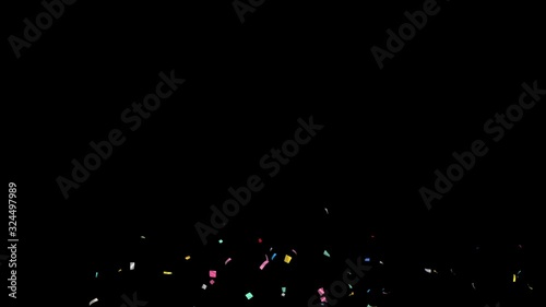 Celebration Confetti Explosion from Bottom / with Alpha Matte Channel.