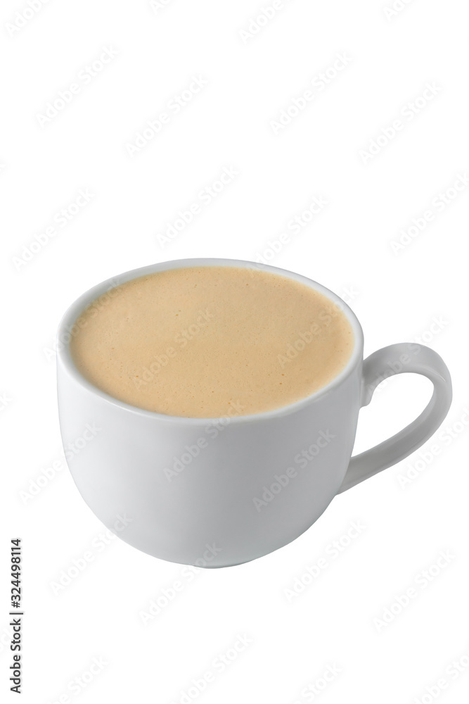 white cup of coffee latte americano isolated on a white background, template for summer drink menu of coffee houses and restaurants white cup of coffee latte americano isolated on a white background, template for summer drink menu of coffee houses and restaurants