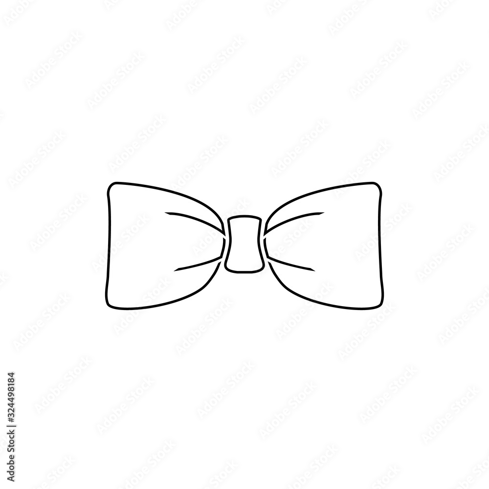 Black bow tie vector line icon isolated on white Black bow tie vector line icon isolated on white