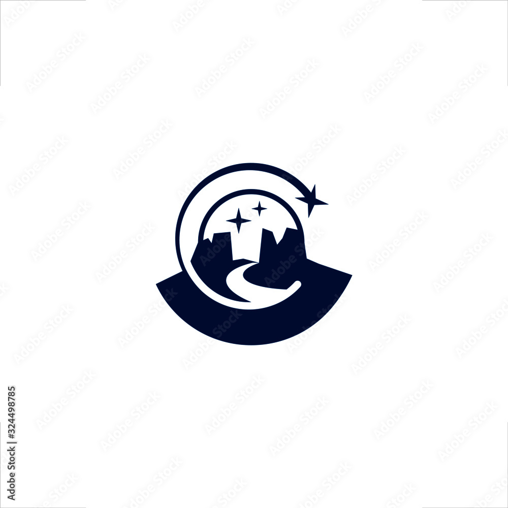 Canyon logo river outdoor with stars emblem design Canyon logo river outdoor with stars emblem design