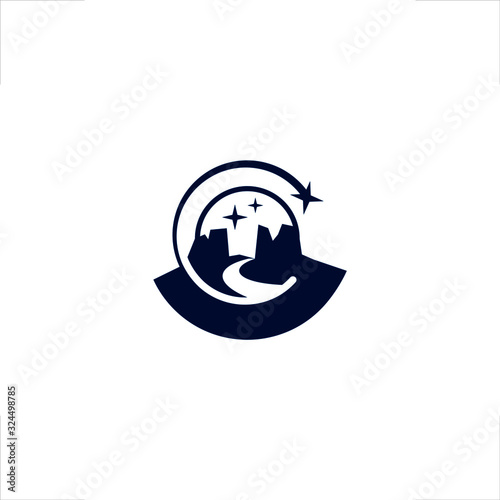 Canyon logo river outdoor with stars emblem design