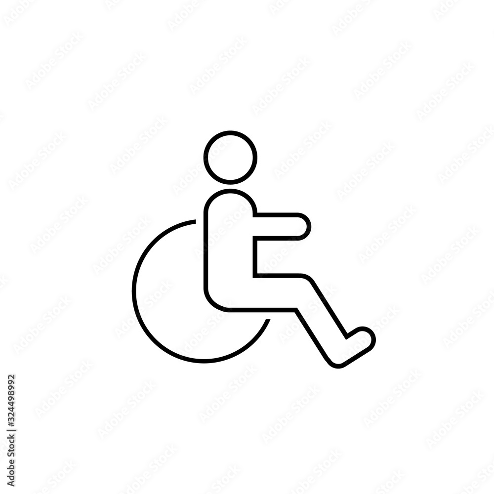 Disabled line icon vector illustration. wheel chair