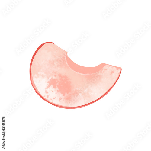 Digital art cute pink peach wedge. Print for fabrics, packaging paper, packaging, covers, cards, invitation cards, posters, banners, web design. © ka.yansh
