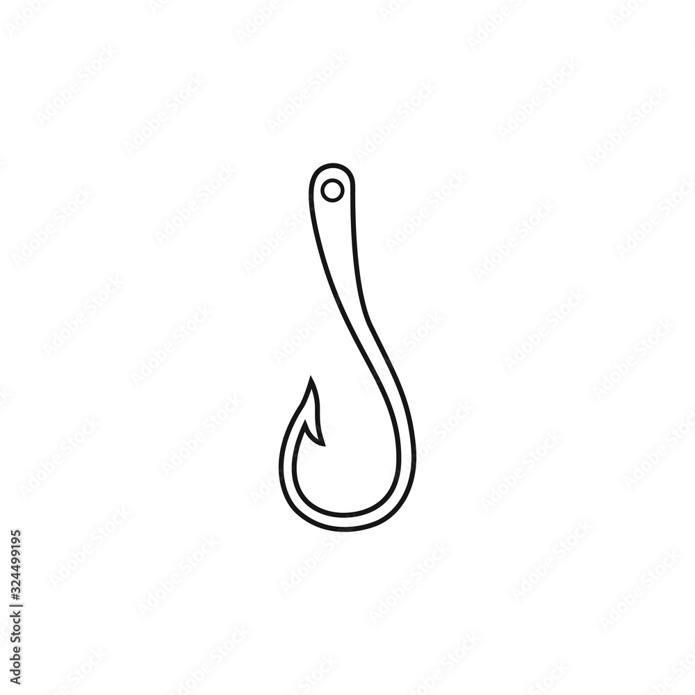 Obraz premium Fishing hook line icon, black sign design. Vector in flat